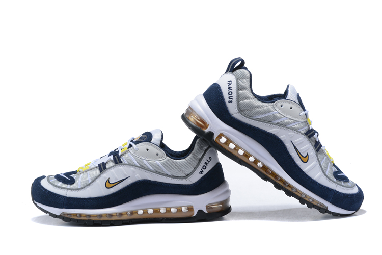 Nike Air Max 98 20th White Silver Blue Yellow Shoes - Click Image to Close